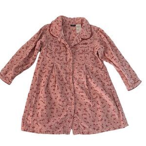 Vintage Izod Pinwale Floral Corduroy Pink Shirtdress Size 4 Cottagecore